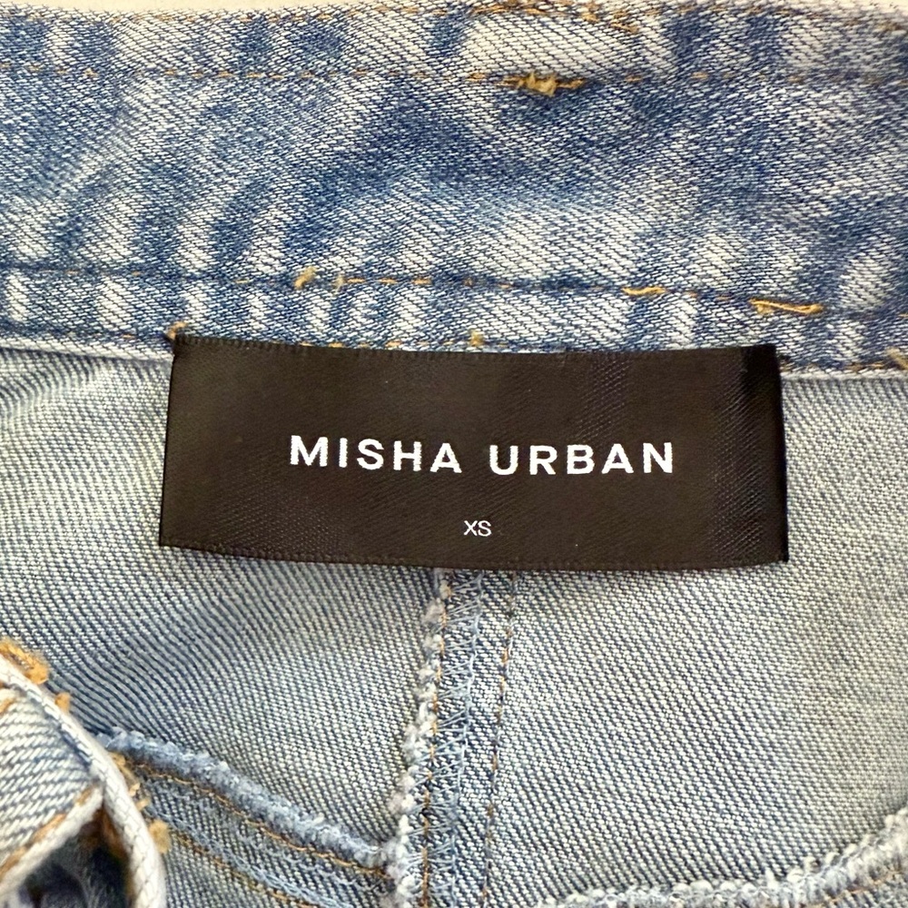 Misha Urban “Eat Ur Heart Out” Micro Denim Cargo Skirt With Front Pockets Sz XS - Picture 5 of 8